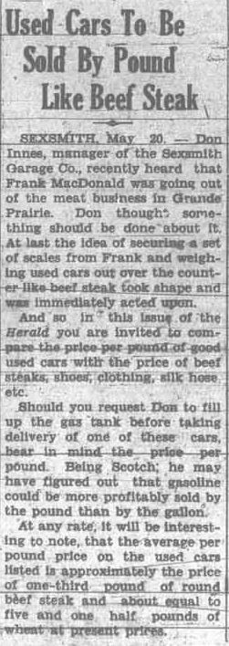 Grande Prairie Herald ~ May 23, 1933