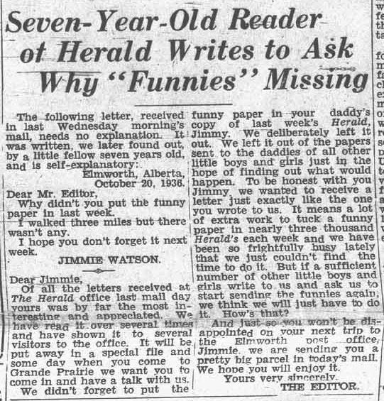 Grande Prairie Herald ~ October 23, 1936